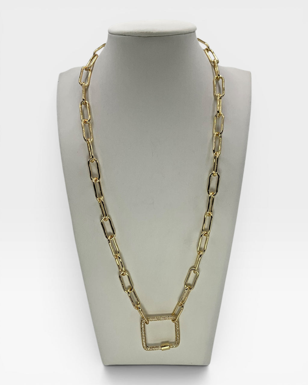 Bling Collection - Paperclip Necklace with Square Toggle