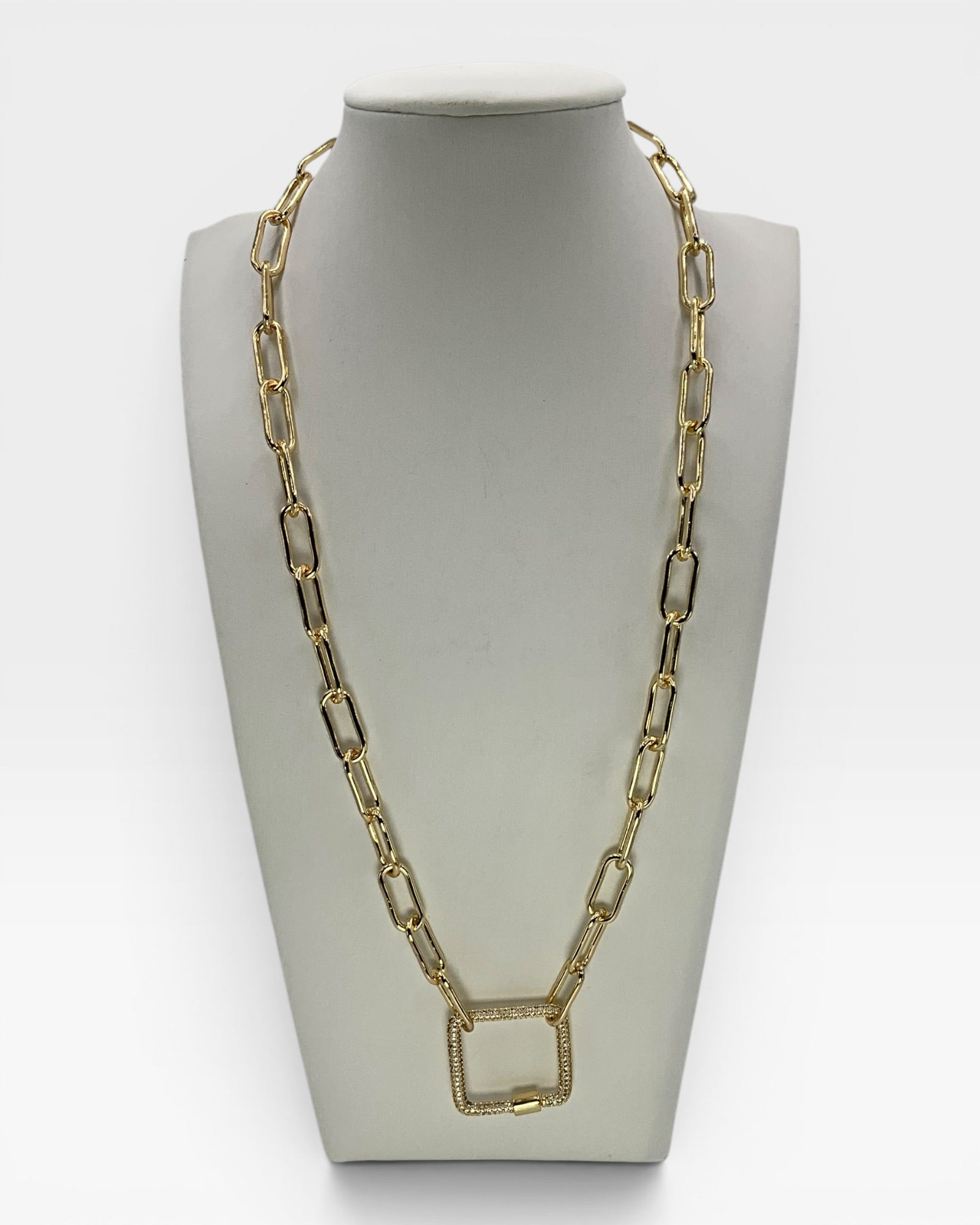 Bling Collection - Paperclip Necklace with Square Toggle