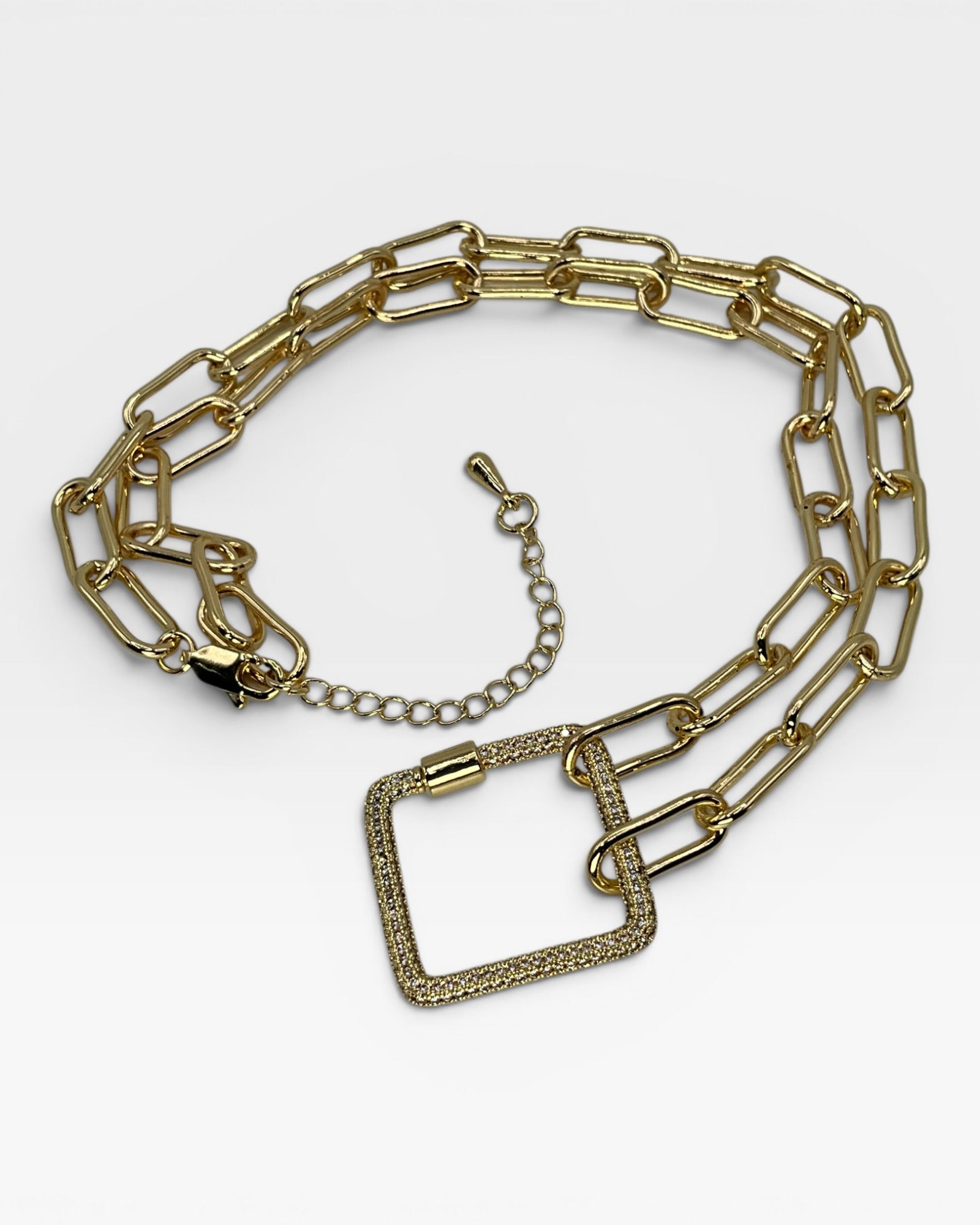 Bling Collection - Paperclip Necklace with Square Toggle