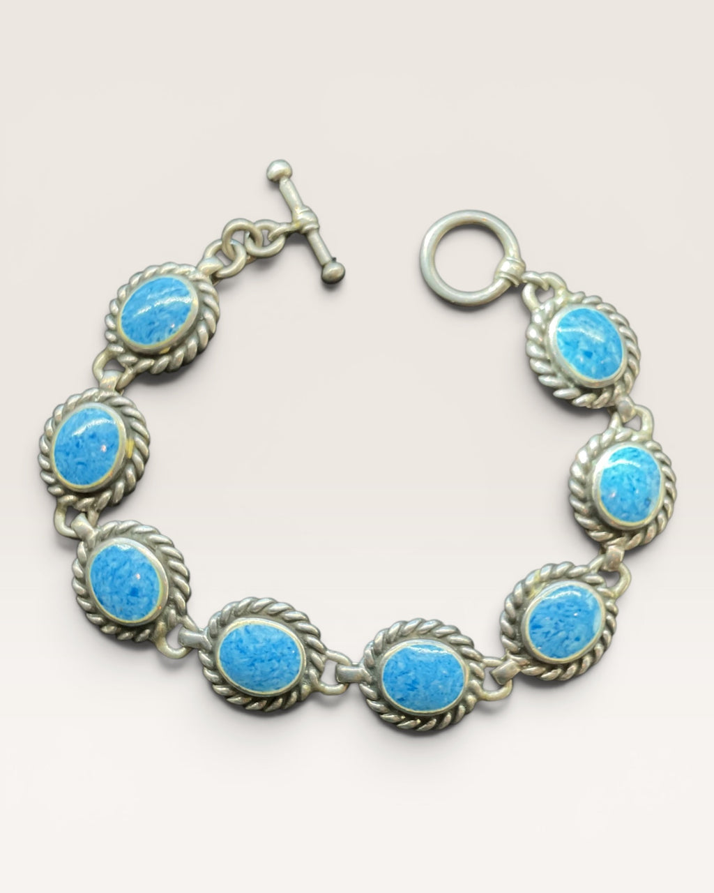 Sterling Silver 6-3/4 Turquoise Bracelet - Estate Sale (Great Condition)