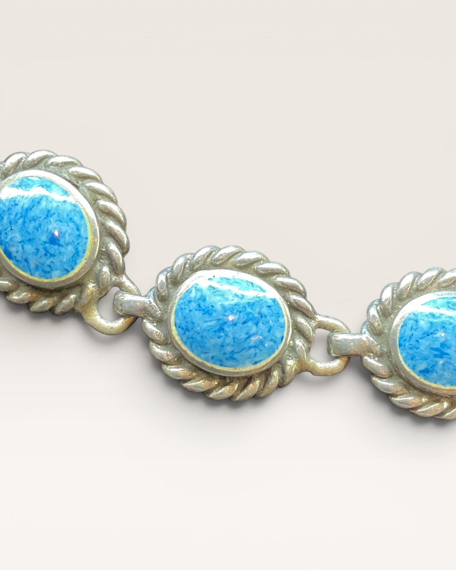 Sterling Silver 6-3/4 Turquoise Bracelet - Estate Sale (Great Condition)