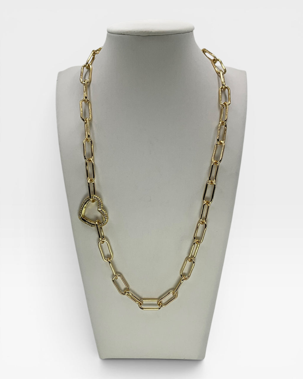 Bling Collection - Paperclip & Heart Necklace