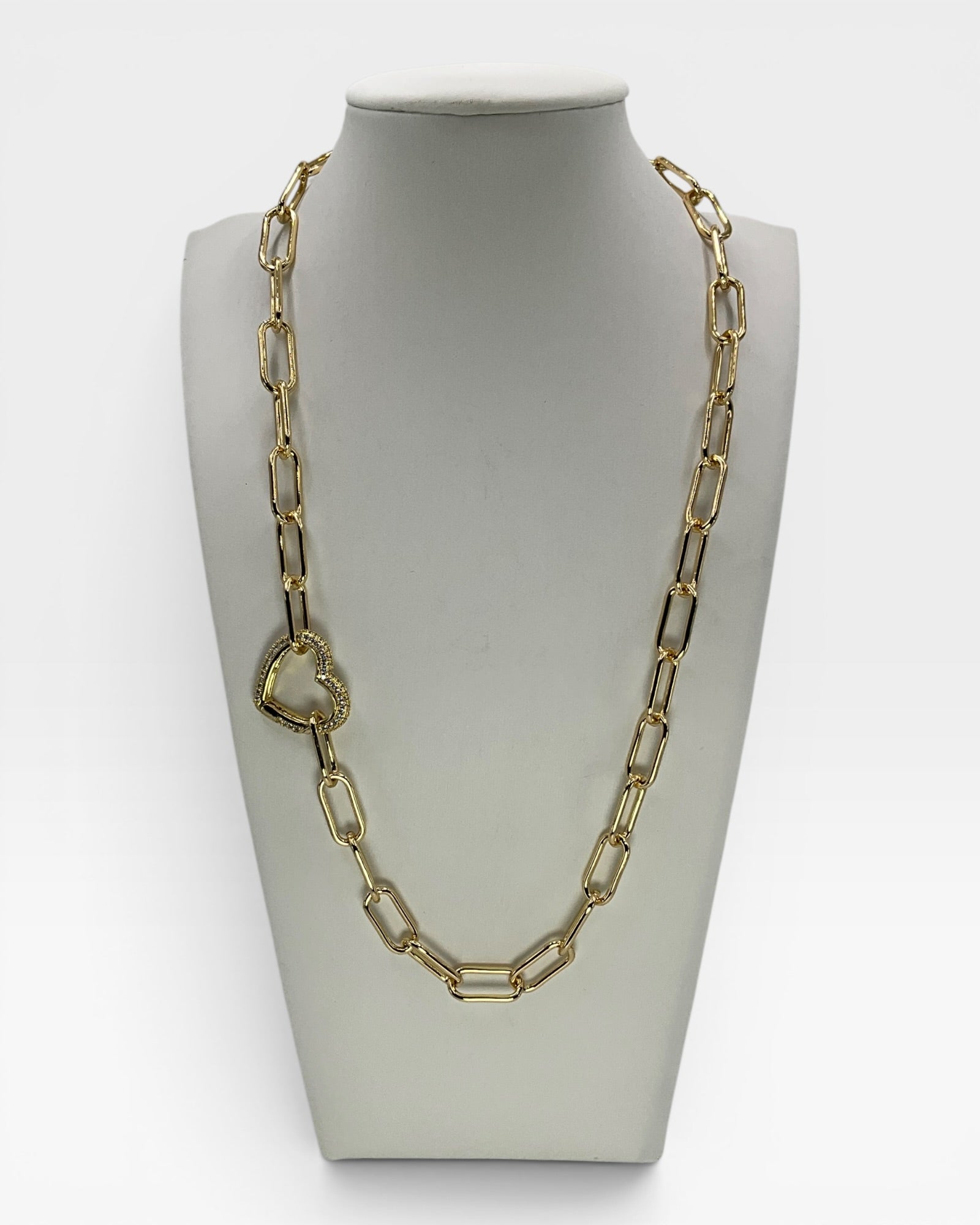 Bling Collection - Paperclip & Heart Necklace