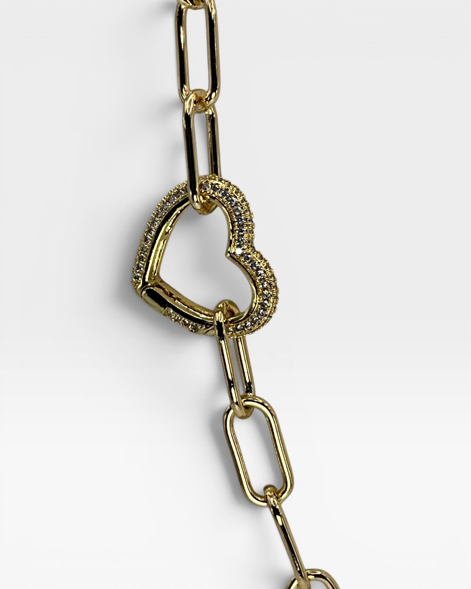 Bling Collection - Paperclip & Heart Necklace