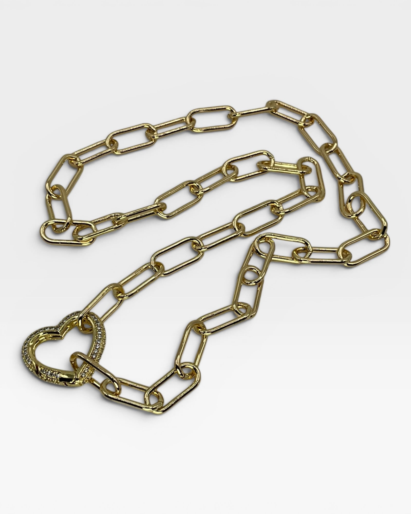 Bling Collection - Paperclip & Heart Necklace