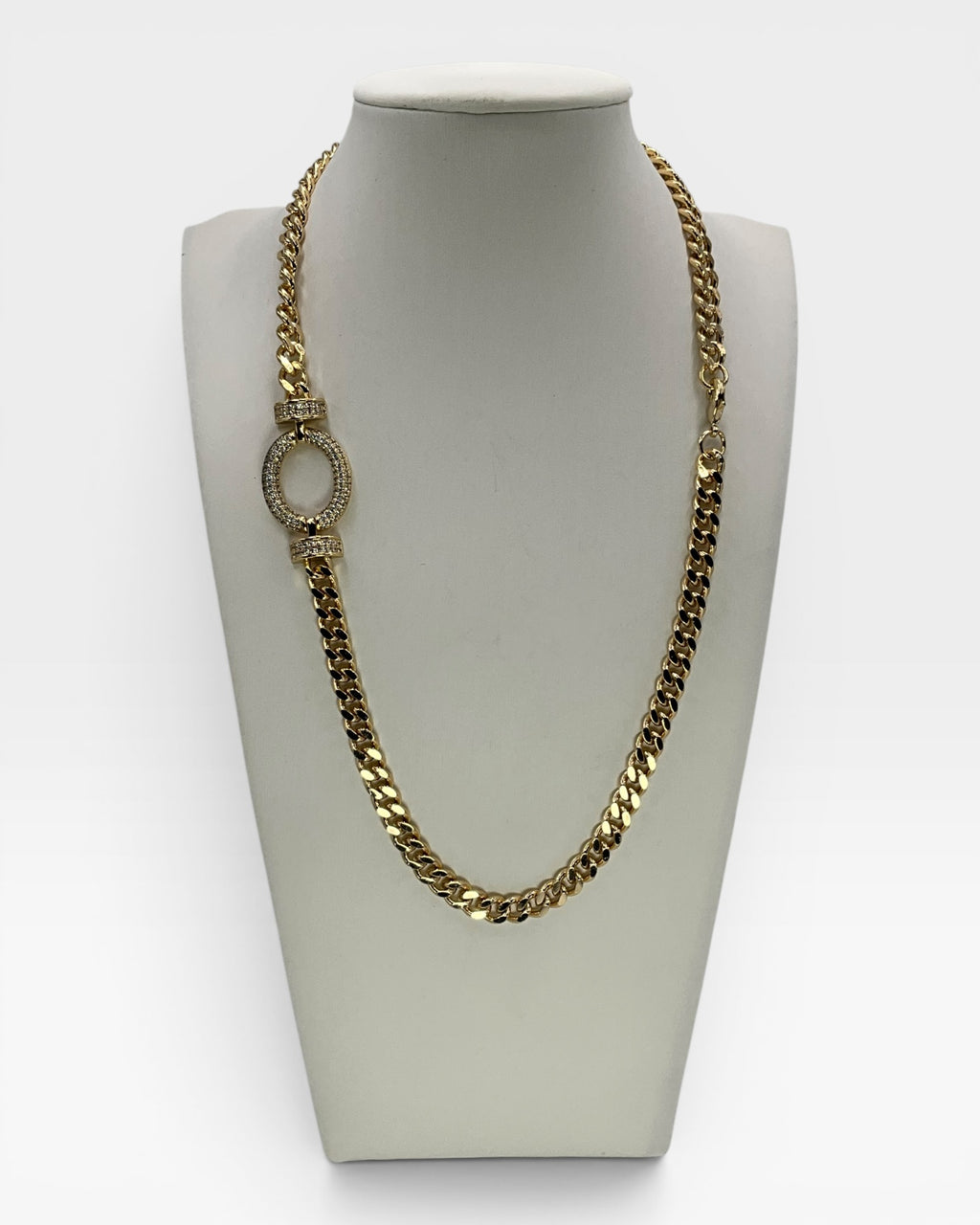 Bling Collection - White Topaz & Cuban Necklace