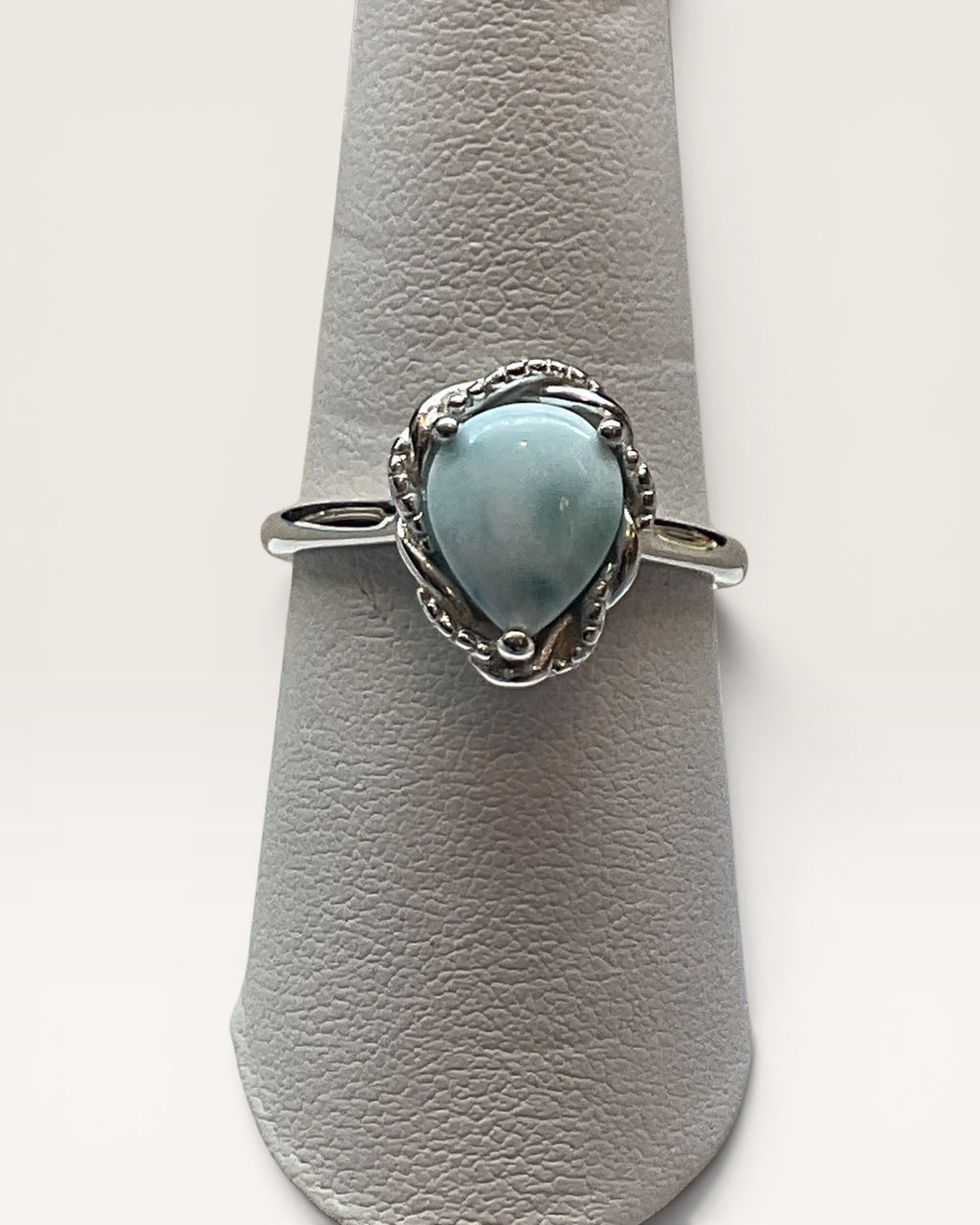 Sterling Silver Larimar Pear Shaped Ring