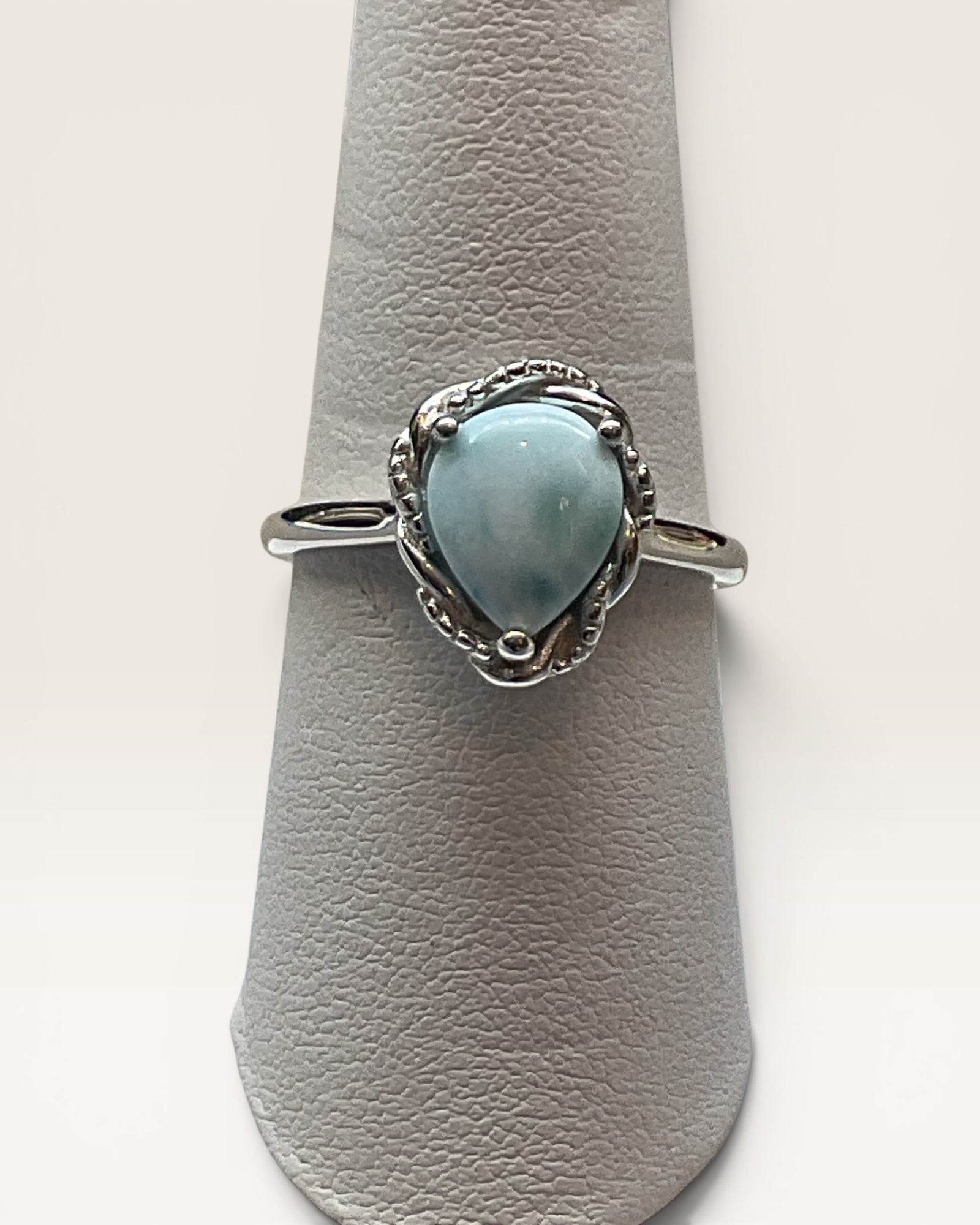 Sterling Silver Larimar Pear Shaped Ring