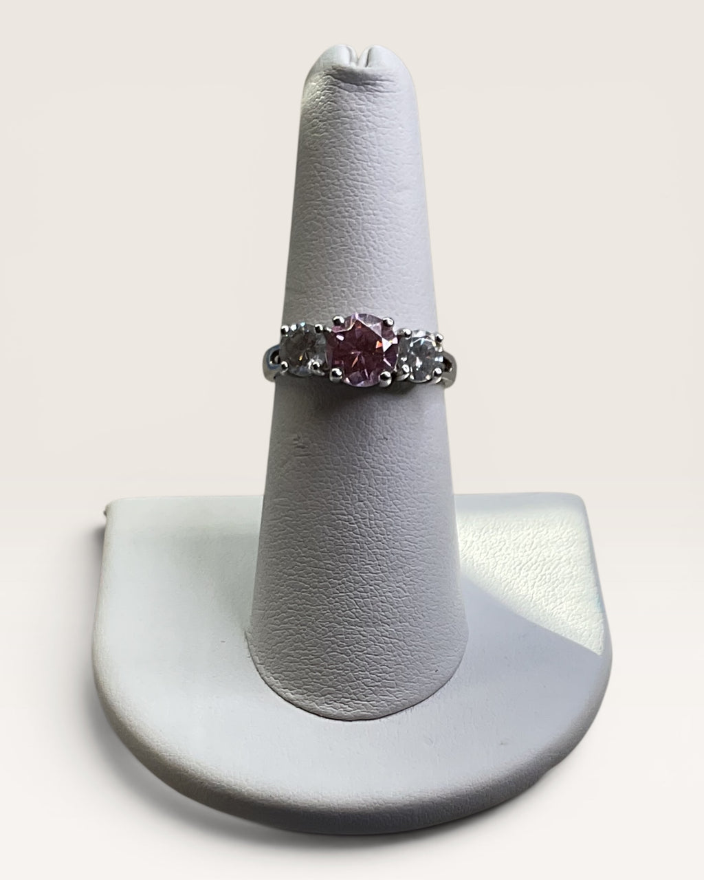 Ross Simmons Sterling Silver Pink & White CZ Gemstone Ring - Estate Sale (Great Condition)
