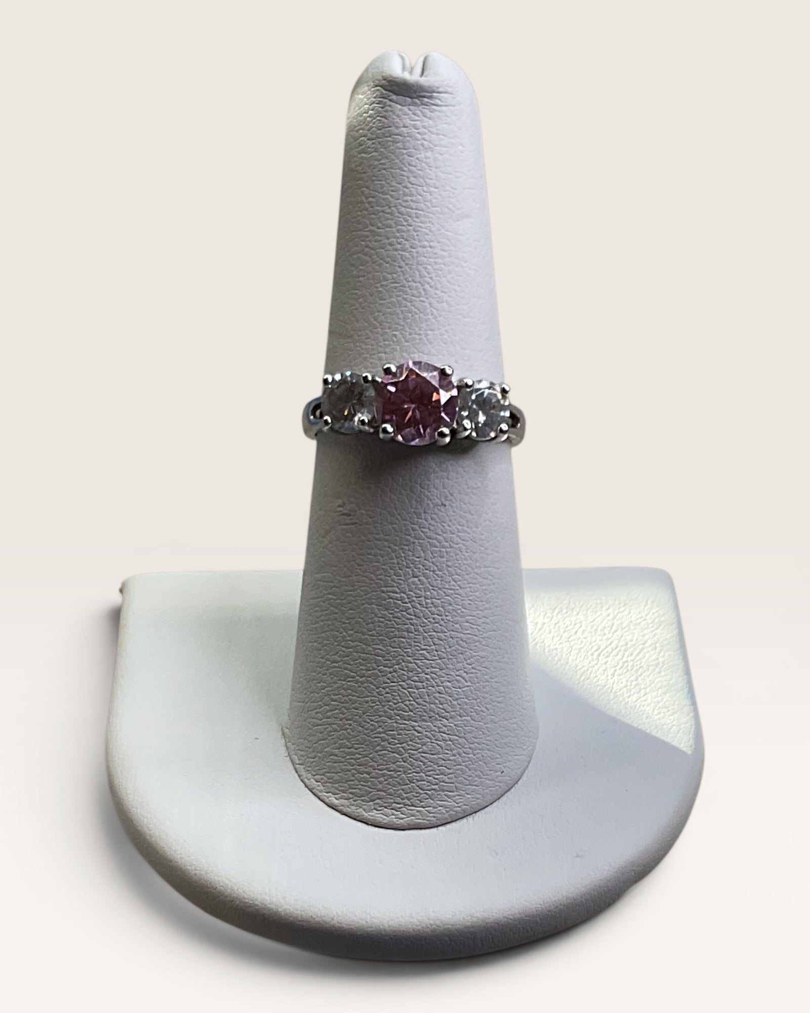 Ross Simmons Sterling Silver Pink & White CZ Gemstone Ring - Estate Sale (Great Condition)