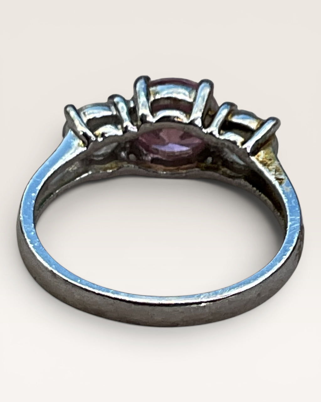 Ross Simmons Sterling Silver Pink & White CZ Gemstone Ring - Estate Sale (Great Condition)