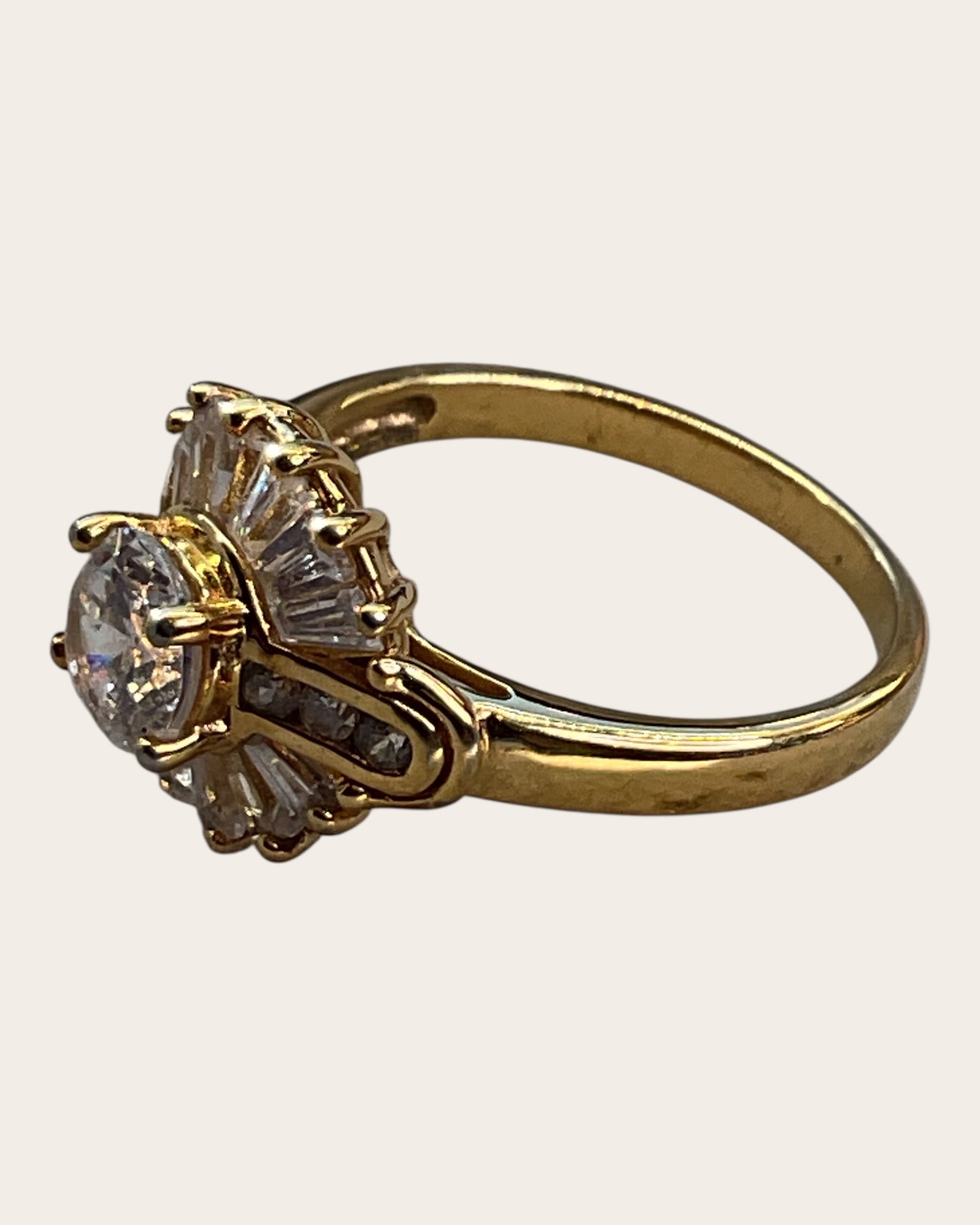 Gold over Sterling Silver Cluster Ring - Estate Sale (Great Condition)