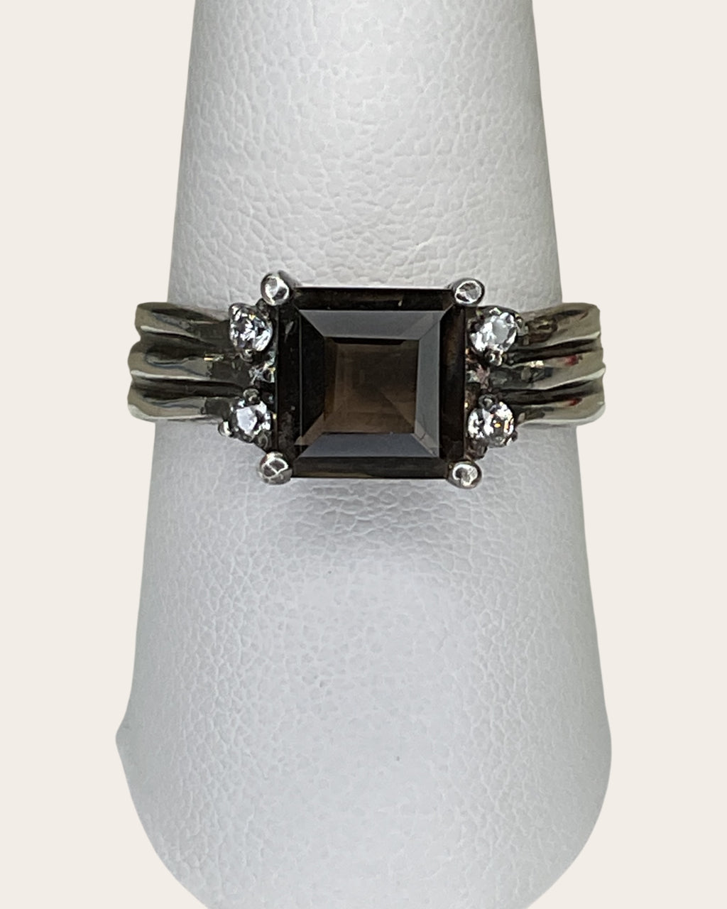 Sterling Silver Smoky Quartz Gemstone Ring - Estate Sale (Great Condition)