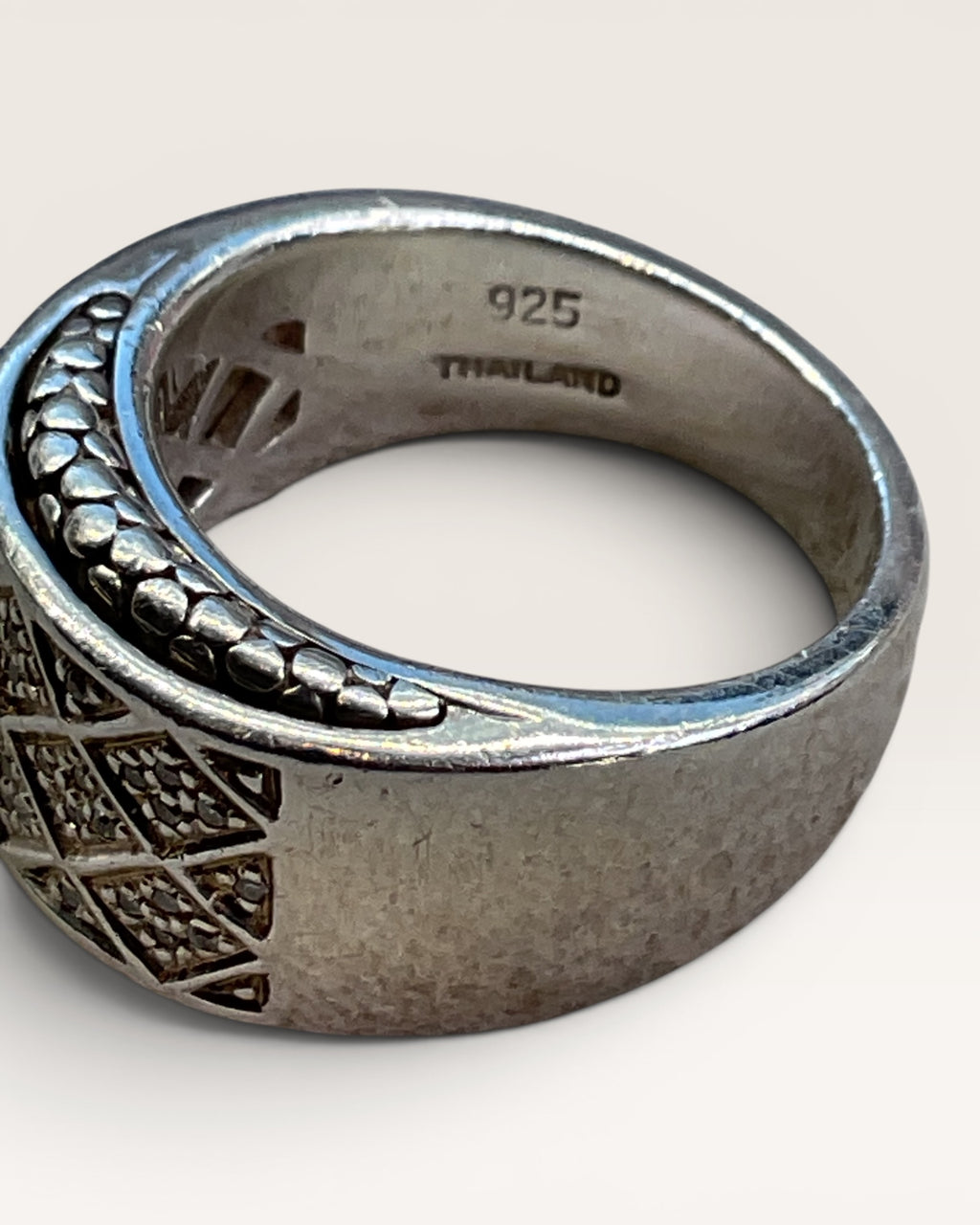 Michael Dawkins Sterling Silver Lattice Ring Featuring Pavé Diamonds - Estate Sale (Great Condition)