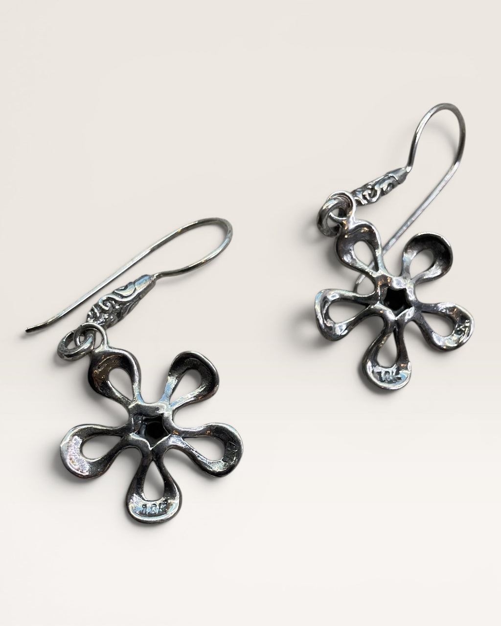 18K Gold and Sterling Silver Indonesia Dangle Earrings