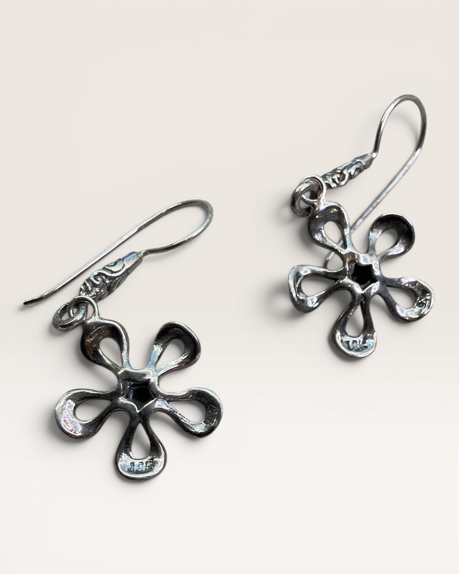 18K Gold and Sterling Silver Indonesia Dangle Earrings
