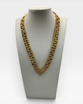 Vintage Avon Gold Tone V Shape Square Link Textured Statement Necklace