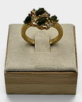 Crystals & Natural Green Jade Hollywood Regency Ring - Estate Sale (Great Condition)