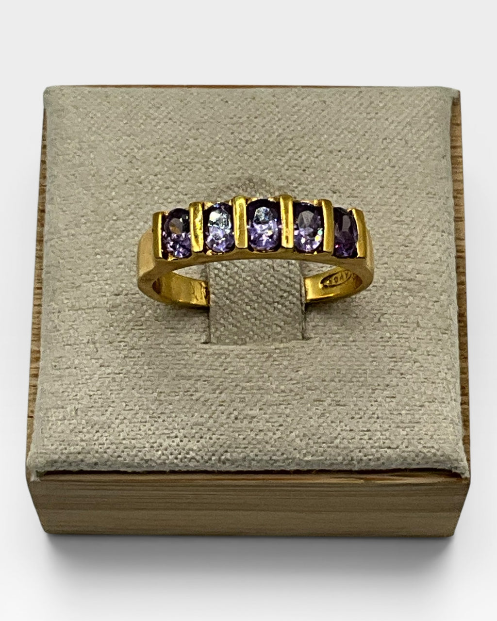 Vintage Avon Five Stone Amethyst Band Ring - Estate Sale (Great Condition)