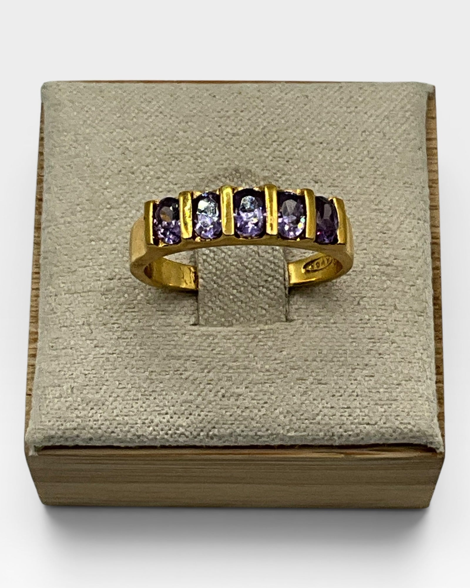 Vintage Avon Five Stone Amethyst Band Ring - Estate Sale (Great Condition)