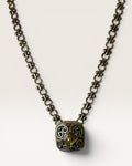 Michal Golan Rectangular Filigree Pendant on a Heavy Brass Chain Signed - Estate Sale (Great Condition)