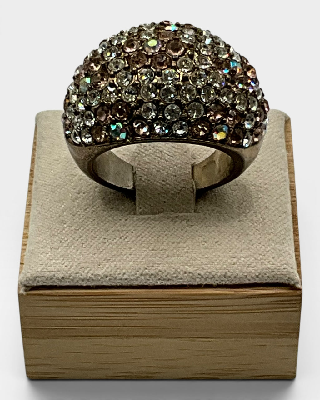 Vintage Aurora Borealis  Domed Bronze Ring - Estate Sale (Great Condition)