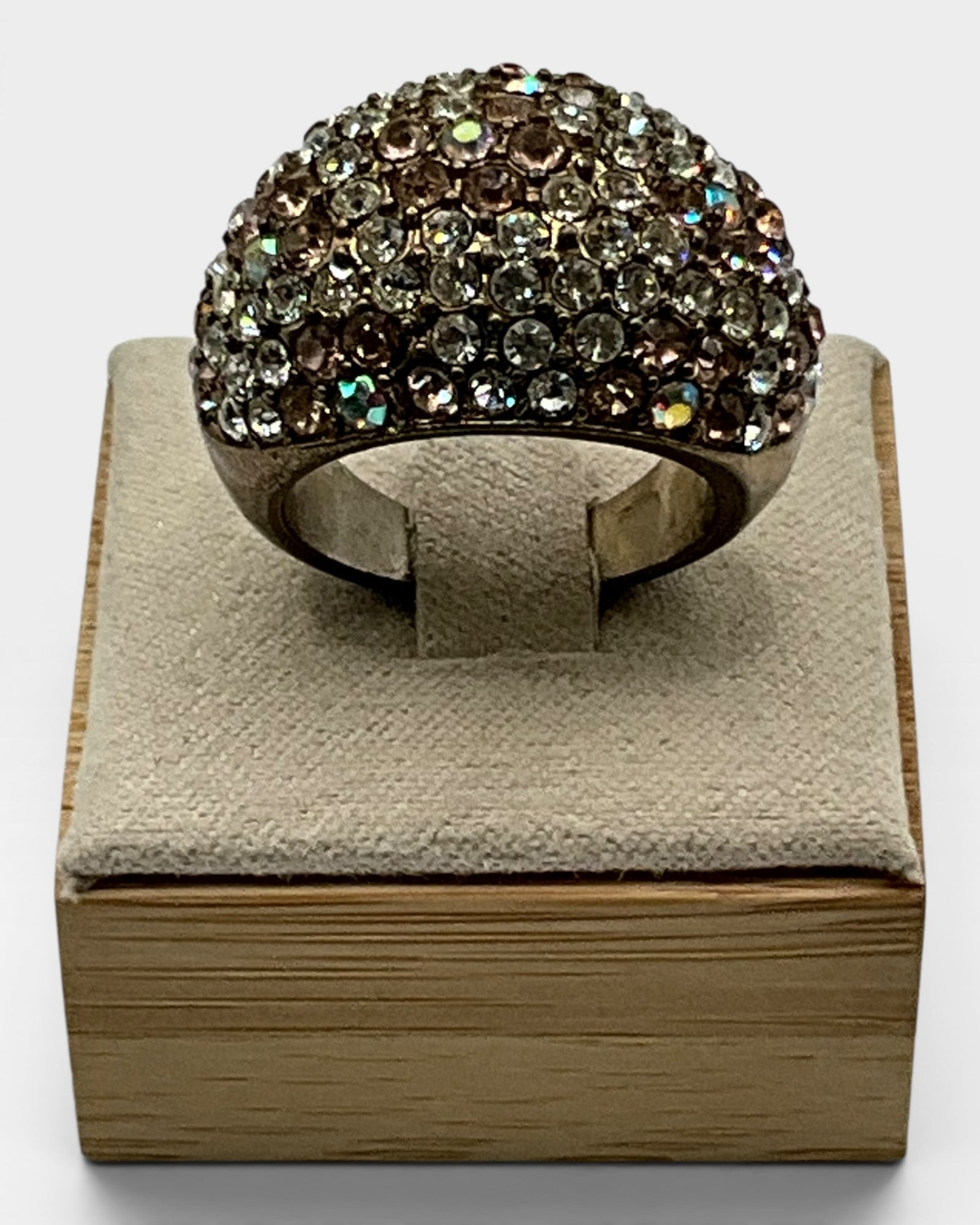 Vintage Aurora Borealis  Domed Bronze Ring - Estate Sale (Great Condition)
