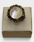 Vintage West Germany Oval Mother of Pearl Stone Ring - Estate Sale (Great Condition)