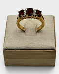 3 Stone Garnet Gemstone Ring - Estate Sale ((Great Condition)