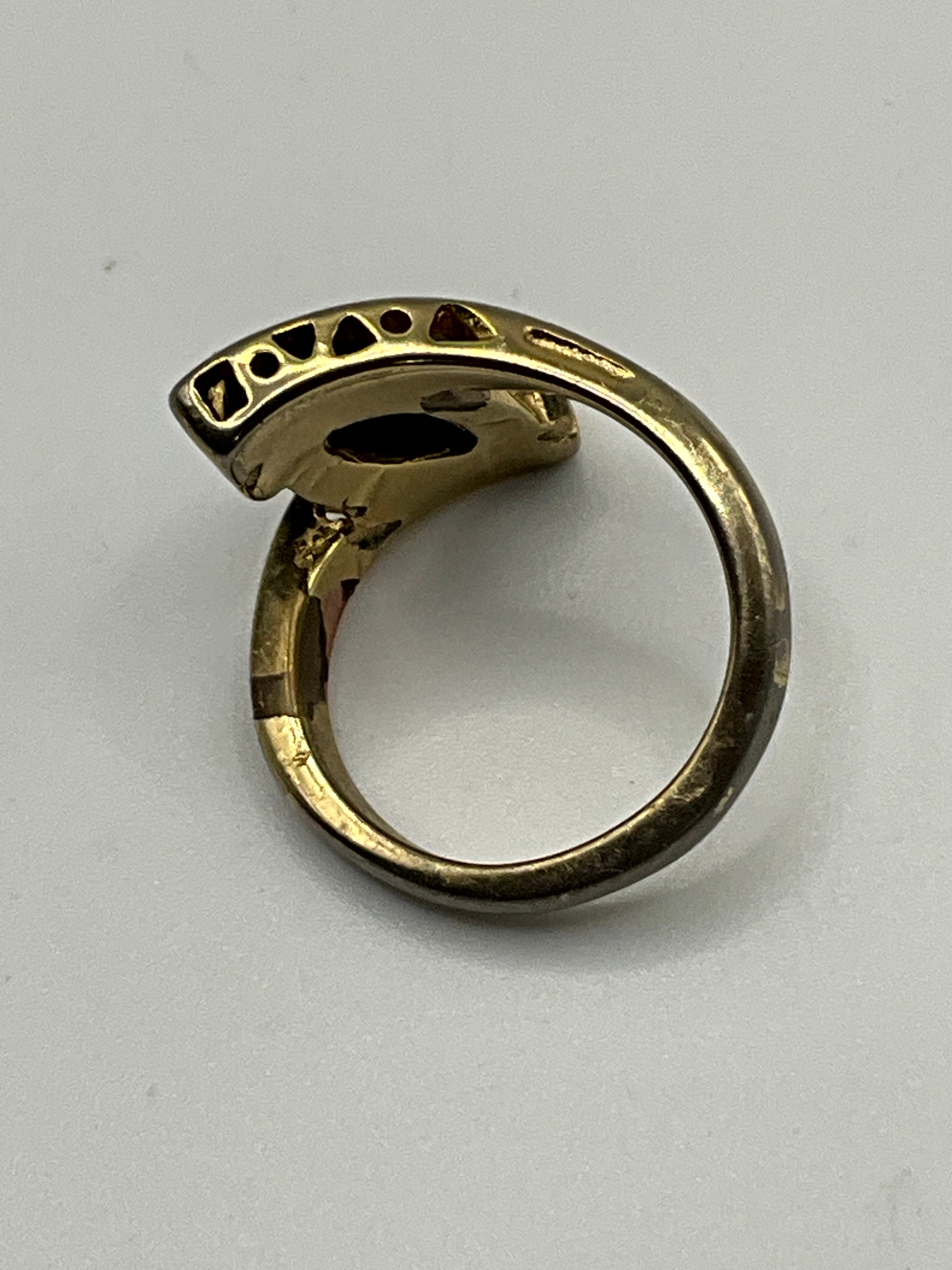 Vintage Black Onyx with Center Crystal Ring - Estate Sale (Great Condition)