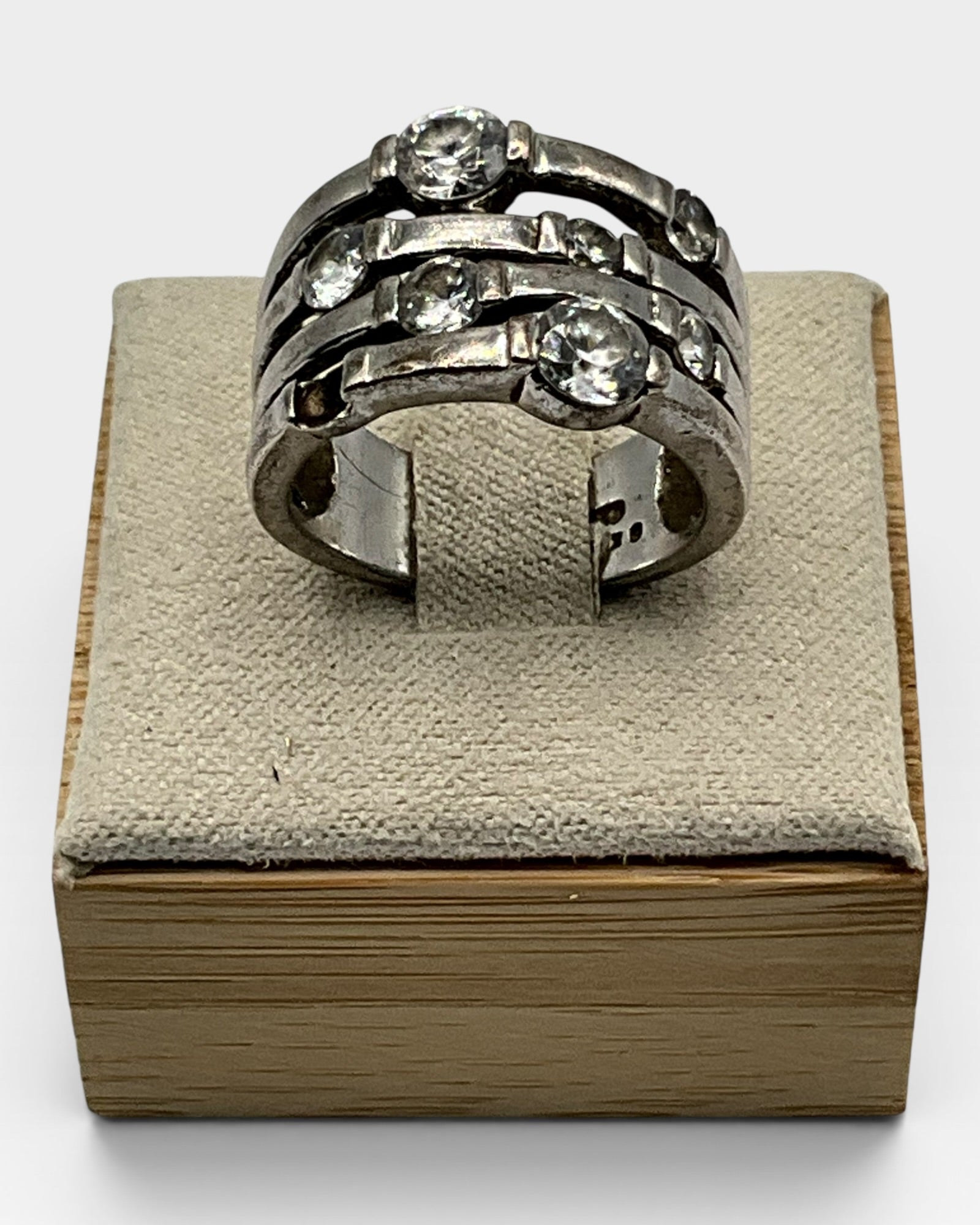 Vintage Estate Multi-band CZ Ring Modernist - Estate Sale (Great Condition)