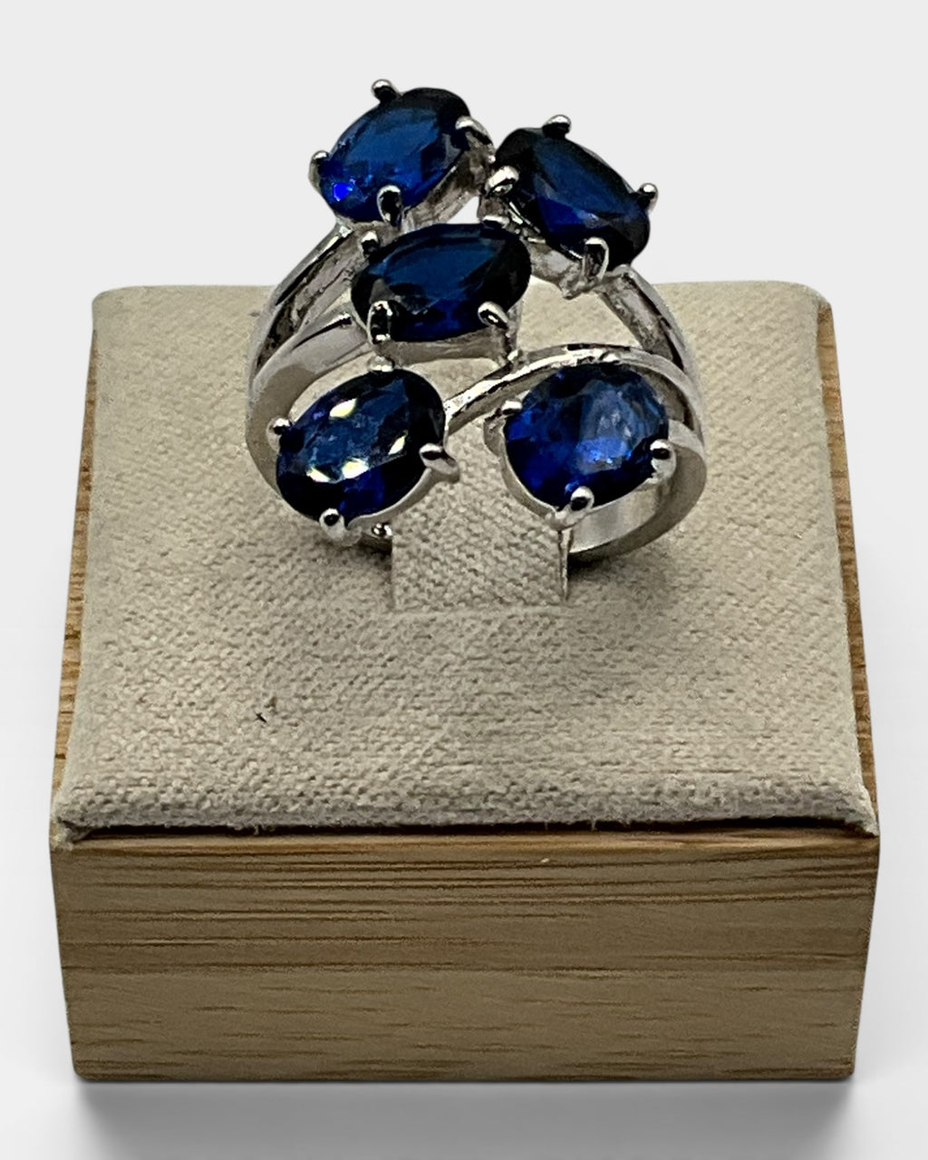 Simulated Blue Sapphire Cluster Ring - Estate Sale (Great Condition)