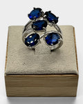 Simulated Blue Sapphire Cluster Ring - Estate Sale (Great Condition)