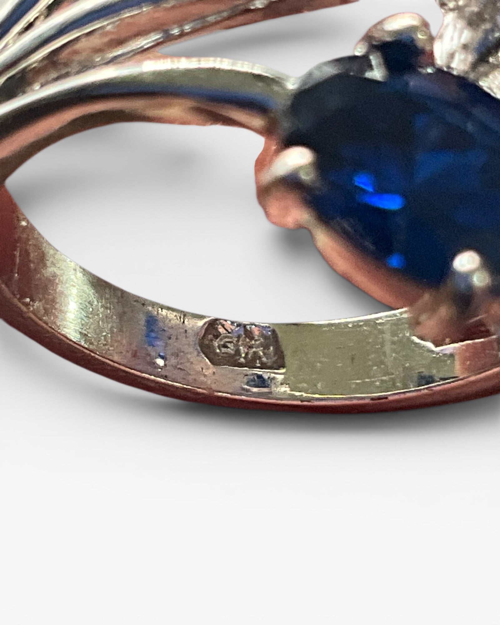 Simulated Blue Sapphire Cluster Ring - Estate Sale (Great Condition)