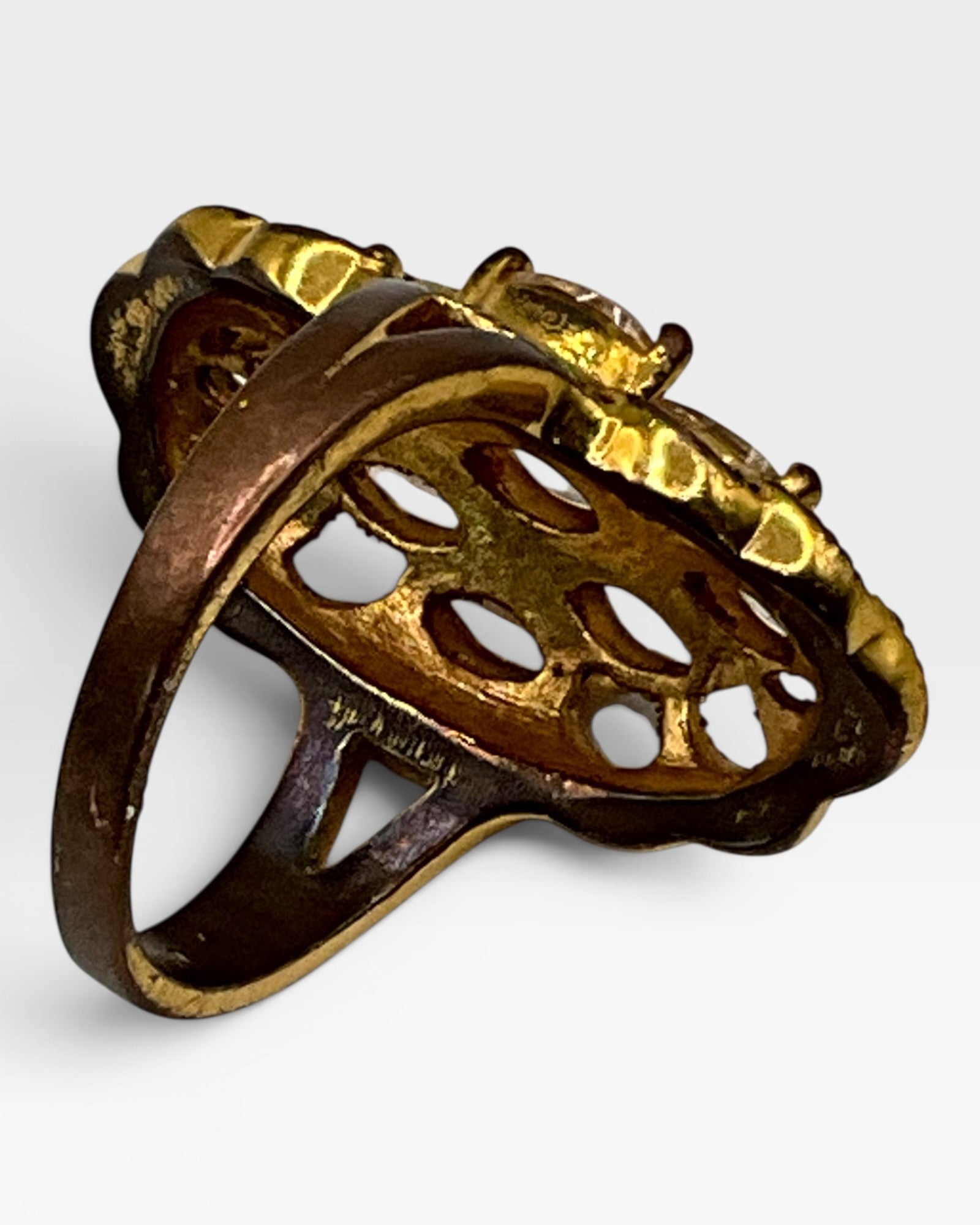 Champagne CZ Marcasite Cocktail Ring - Estate Sale (Great Condition)