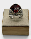 Ruby Red Statement Faceted Crystal Cocktail Ring - Estate Sale (Great Condition)