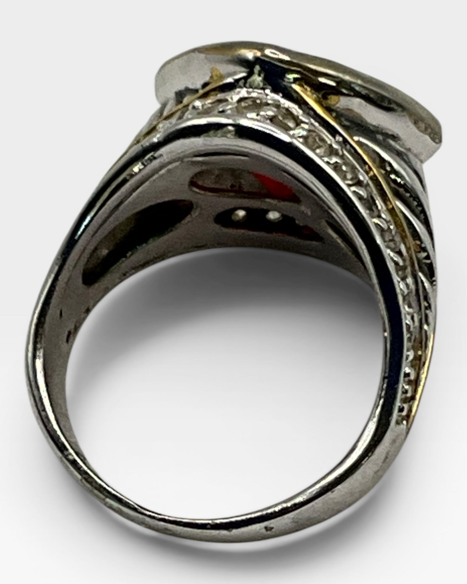 Ruby Red Statement Faceted Crystal Cocktail Ring - Estate Sale (Great Condition)
