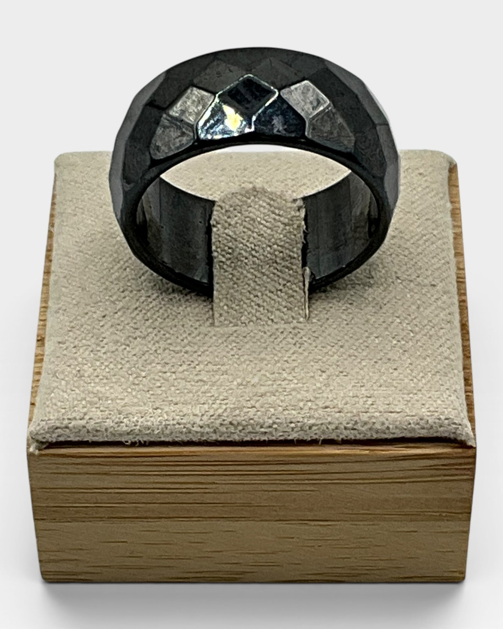 Genuine Faceted Black Hematite Ring - Estate Sale (Great Condition)