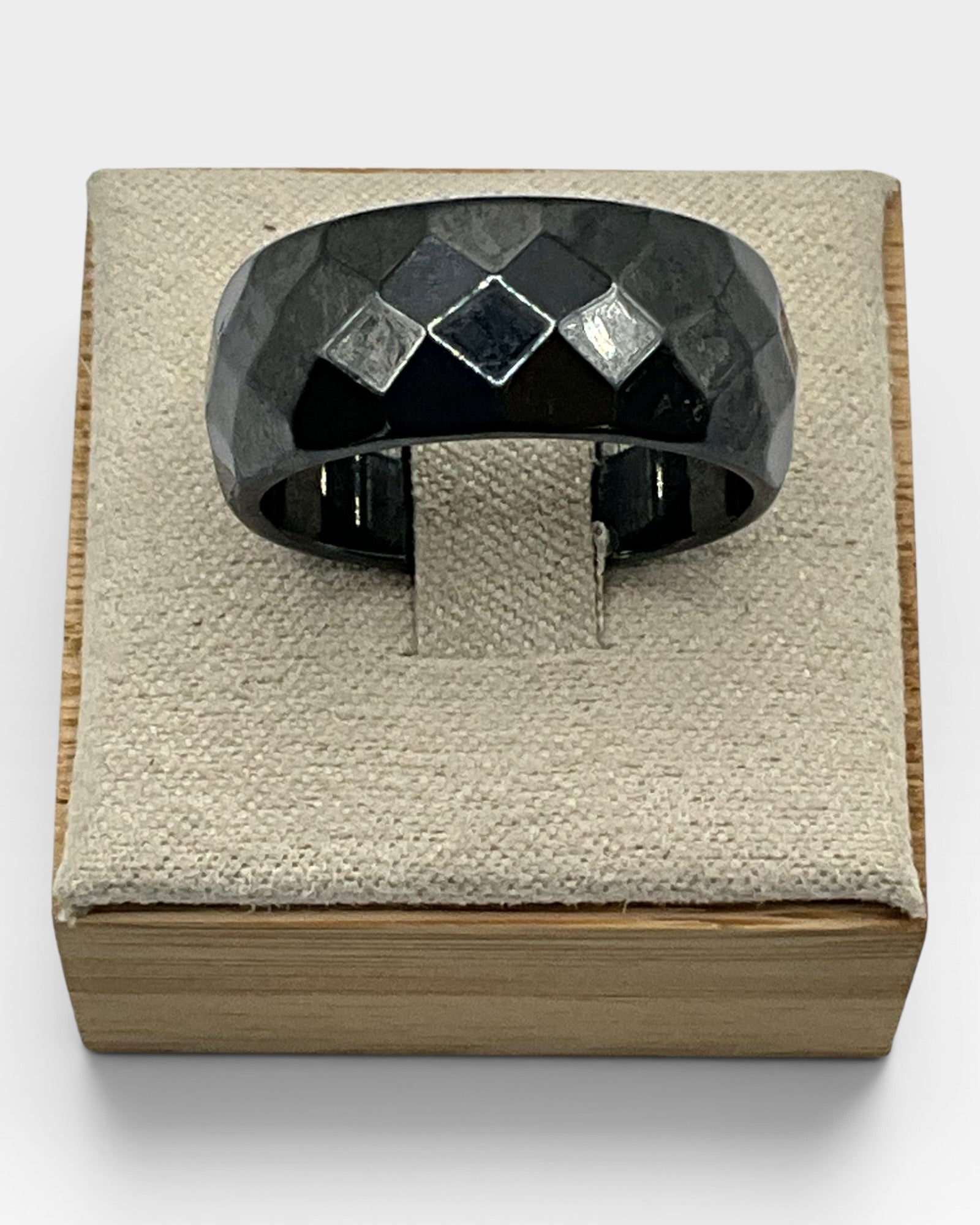Genuine Faceted Black Hematite Ring - Estate Sale (Great Condition)