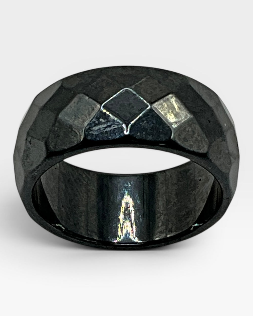 Genuine Faceted Black Hematite Ring - Estate Sale (Great Condition)