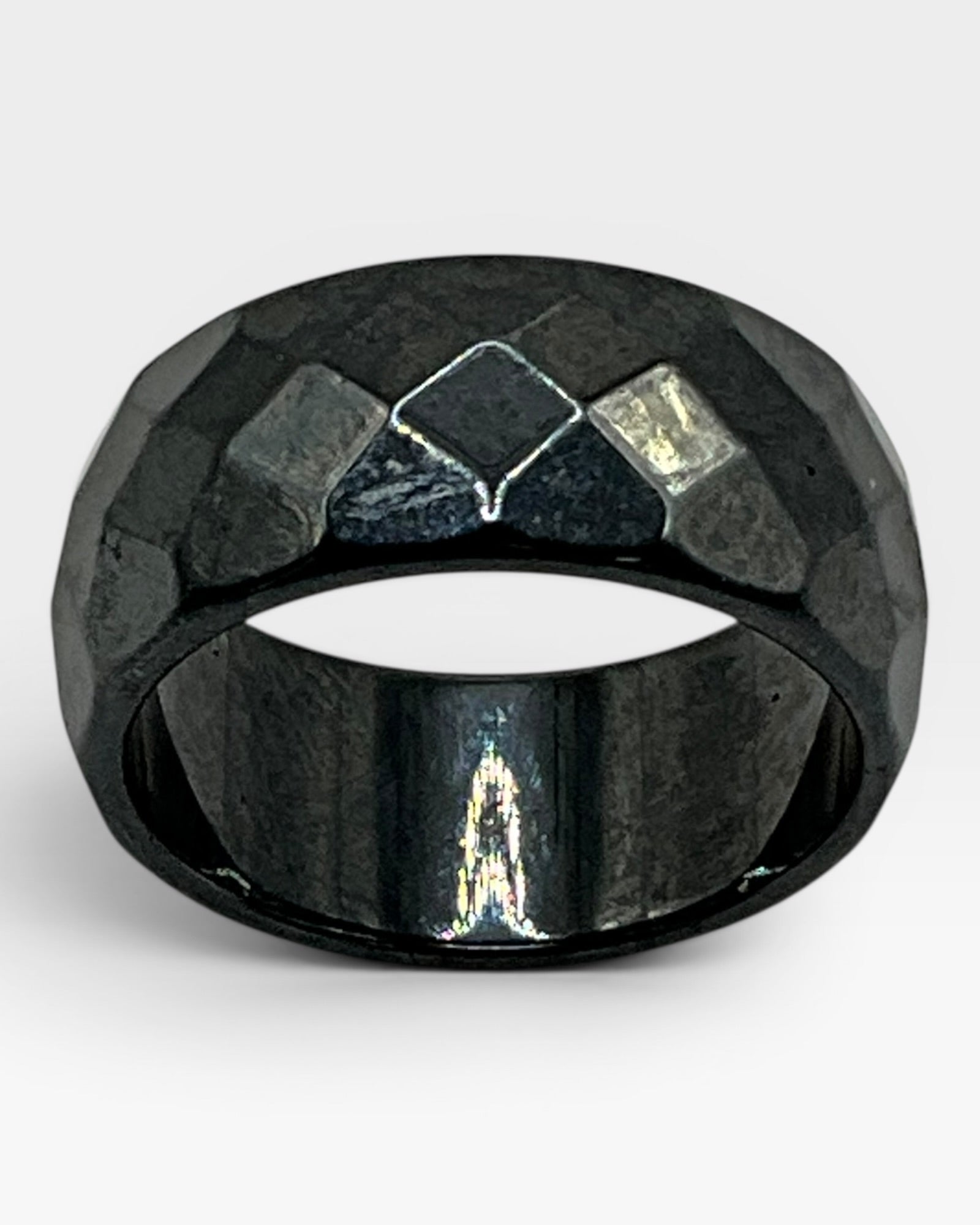 Genuine Faceted Black Hematite Ring - Estate Sale (Great Condition)