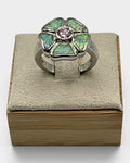 Opal Inlay Sterling Flower Ring - Estate Sale (Great Condition)