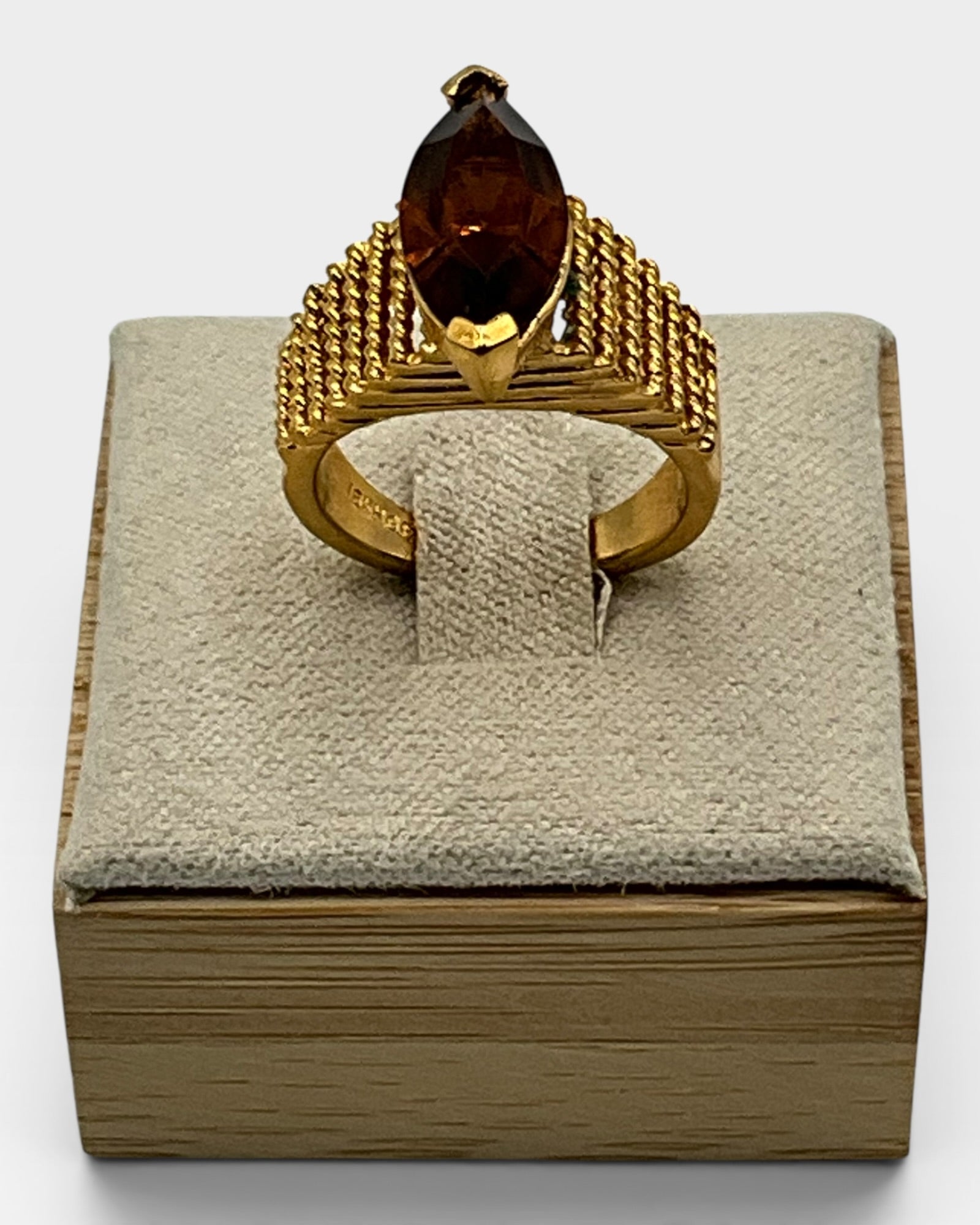 1980s Smoky Quartz Marquise Cut Solitaire Ring - Estate Sale (Great Condition)