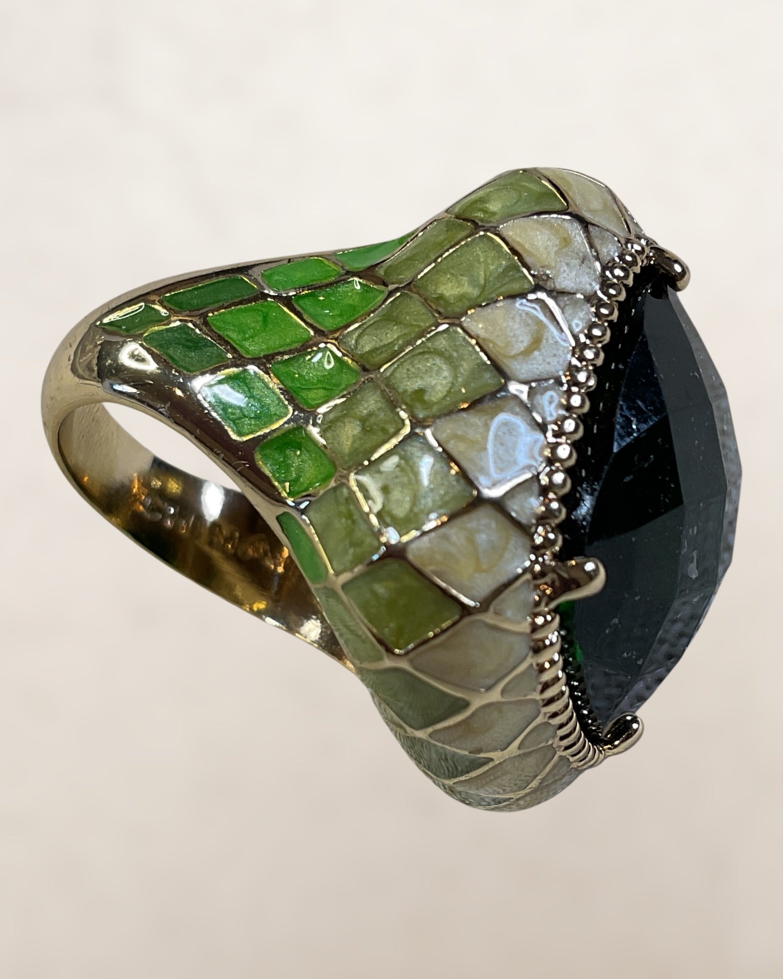 Vintage Joan Boyce Enamel Cocktail Ring - Estate Sale (Great Condition)
