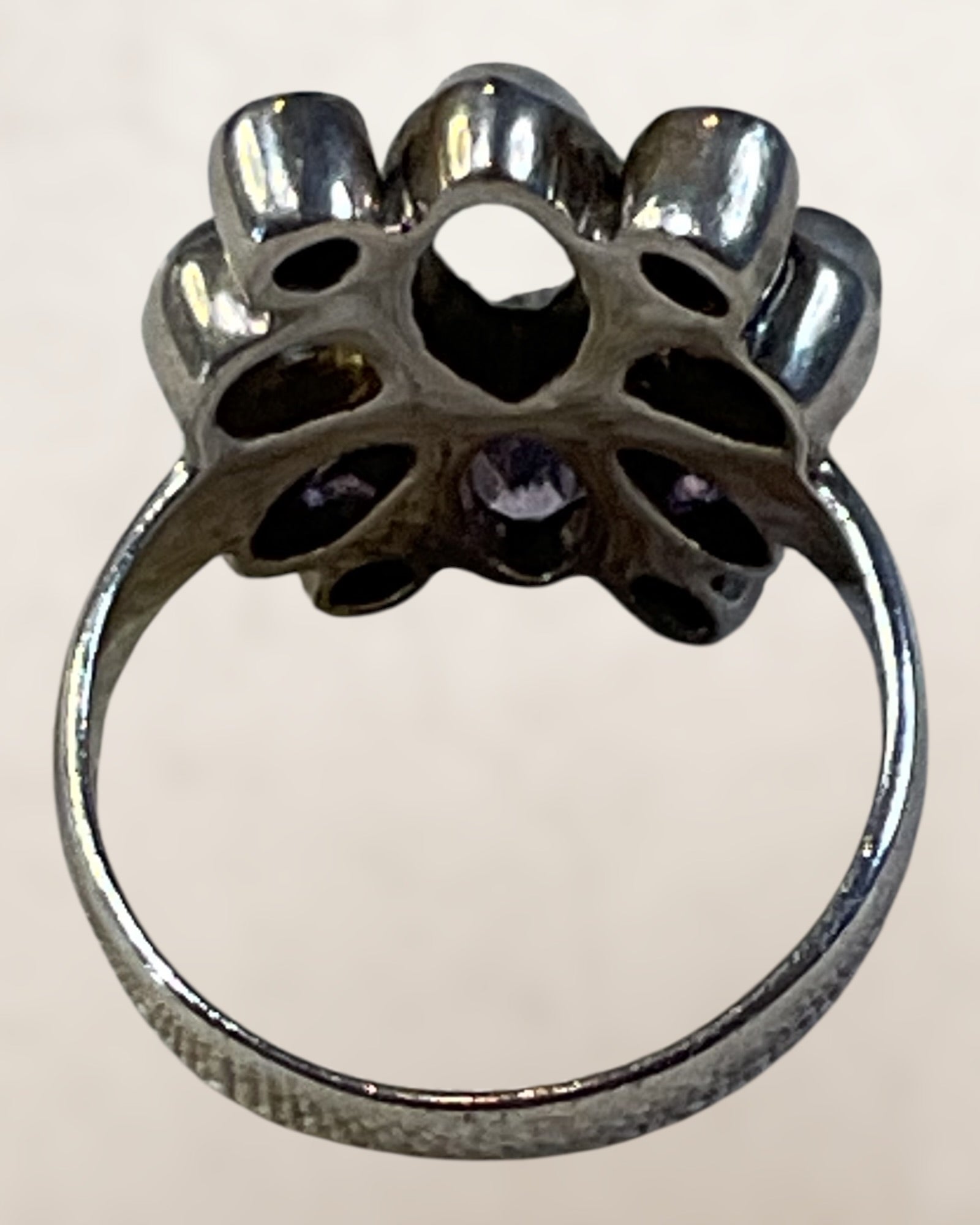 Arya Sterling Silver Gemstone Ring with Moonstone, Blue Topaz, & Amethyst Ring