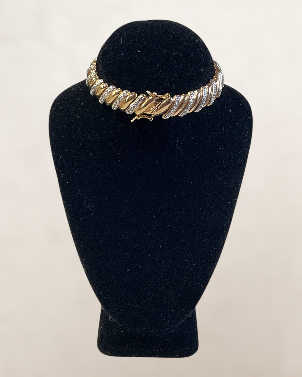 Ross Simmons Diamond Link Bracelet in 18k over Sterling Silver - Estate Sale (Great Condition)