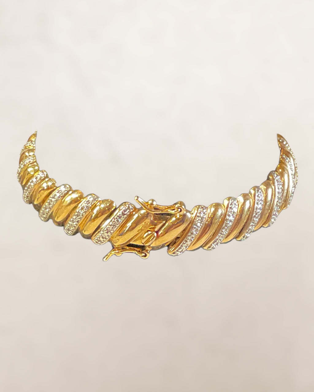 Ross Simmons Diamond Link Bracelet in 18k over Sterling Silver - Estate Sale (Great Condition)