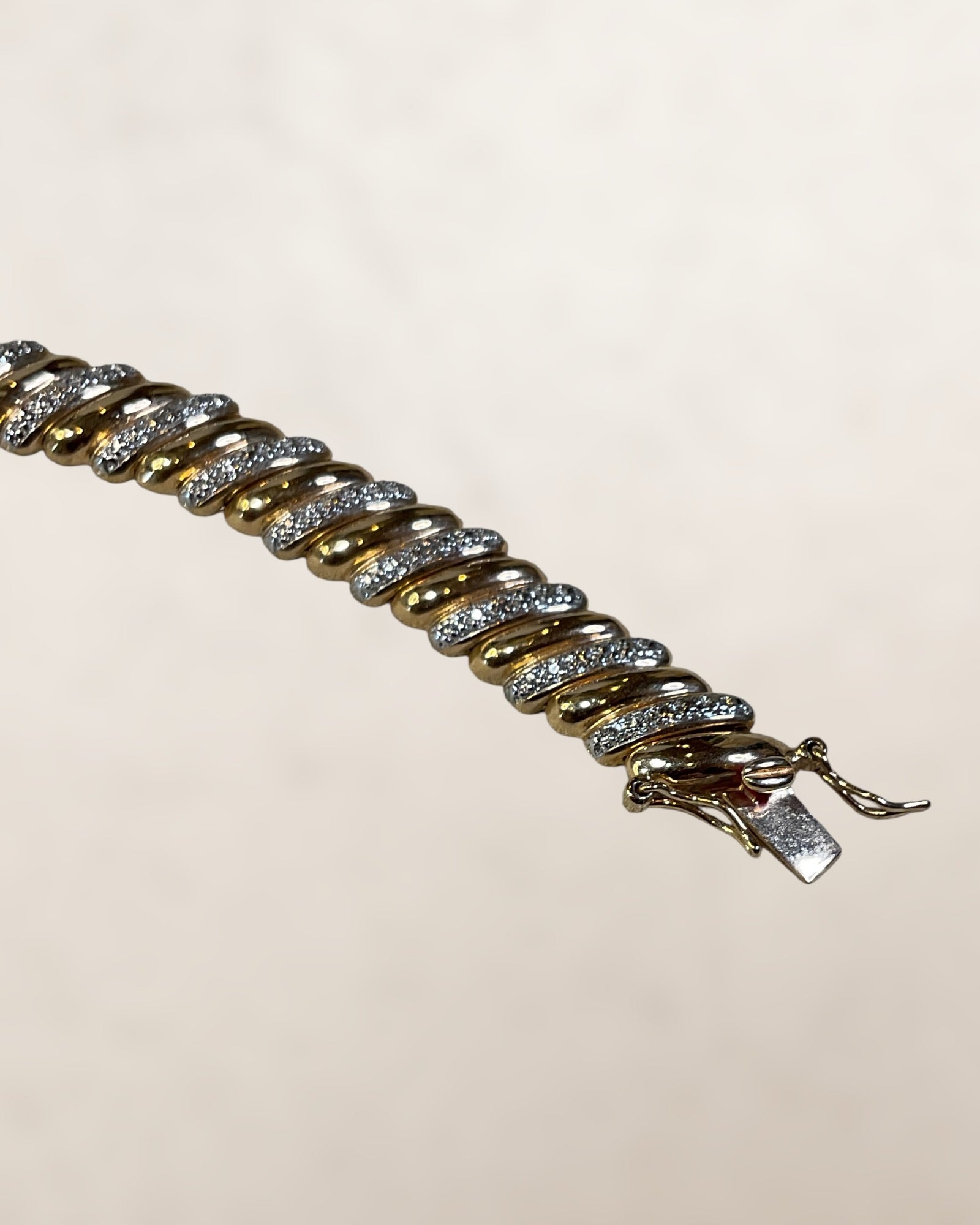 Ross Simmons Diamond Link Bracelet in 18k over Sterling Silver - Estate Sale (Great Condition)