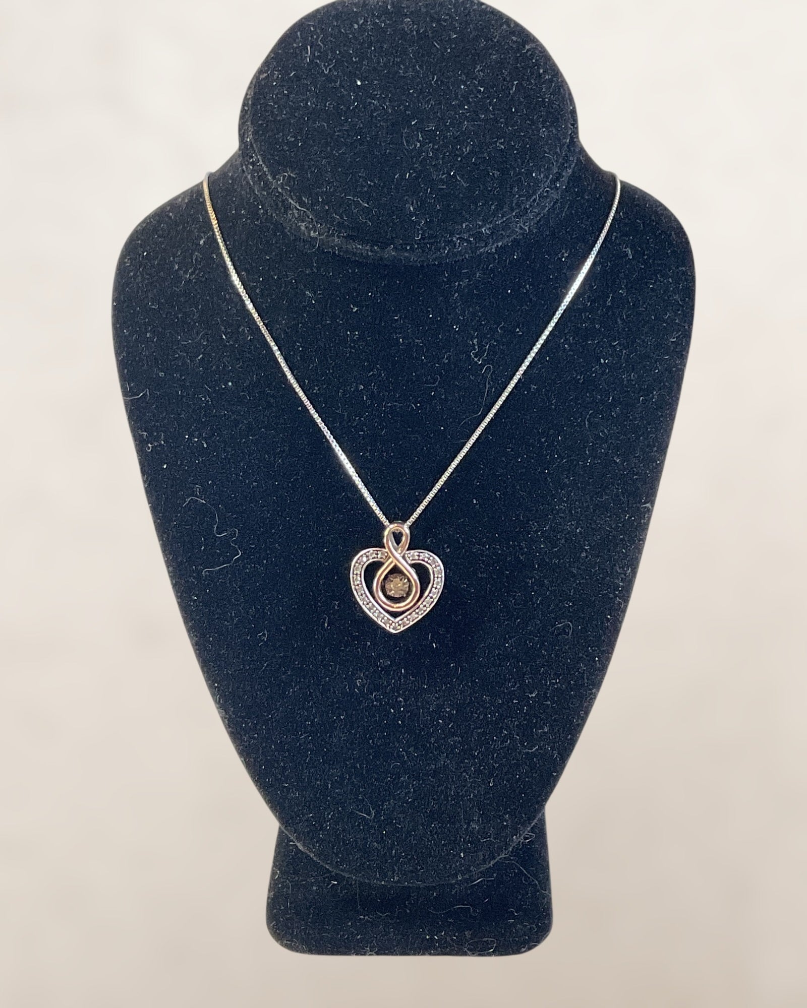 Sterling Silver 10k Gold and Diamonds ZEI Rhythm Heart Pendant Necklace - Estate Sale (Great Condition)