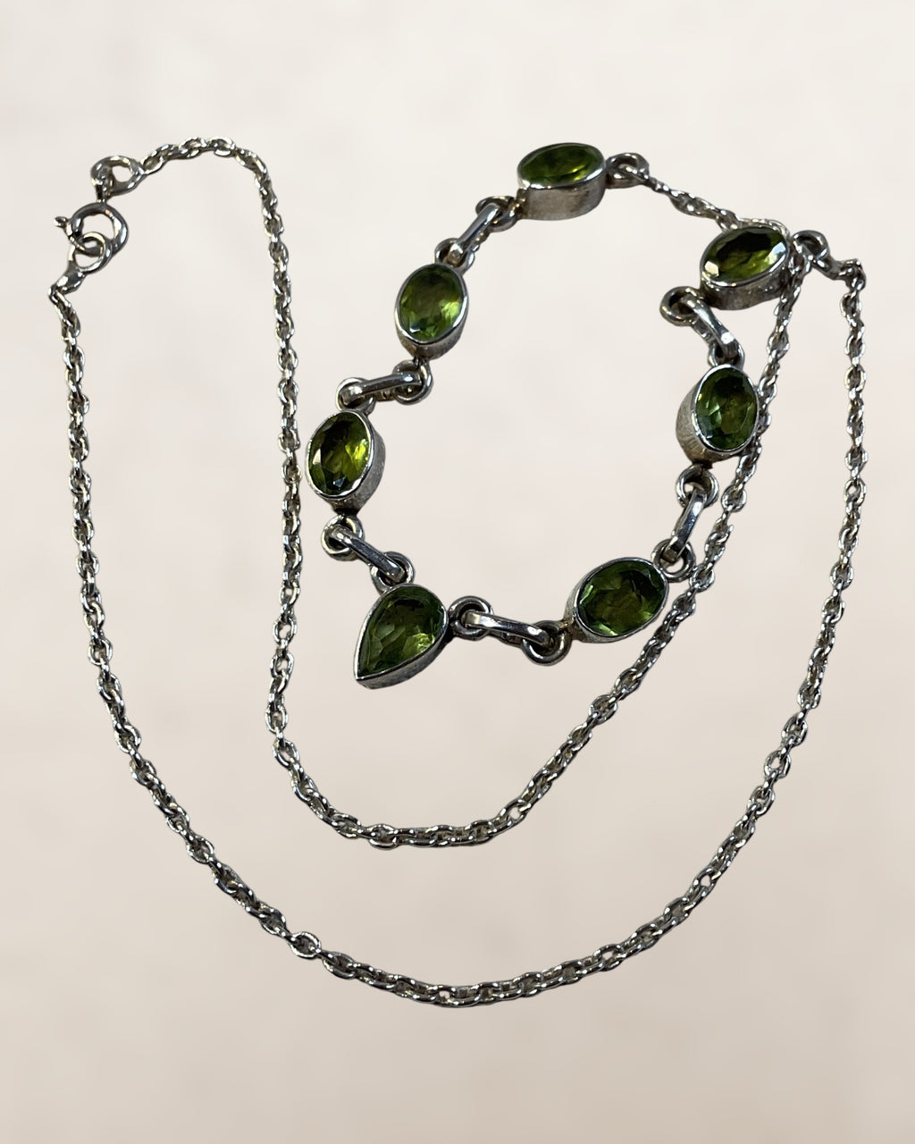 Sterling Silver Peridot Necklace - Estate Sale (Great Condition)